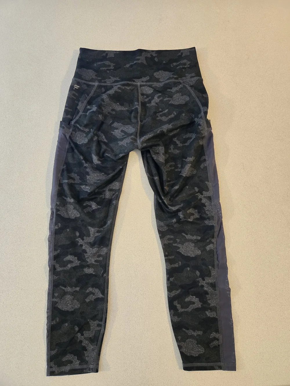 Fabletics Black & Charcoal Camo High-Waist Leggings with Side Panels